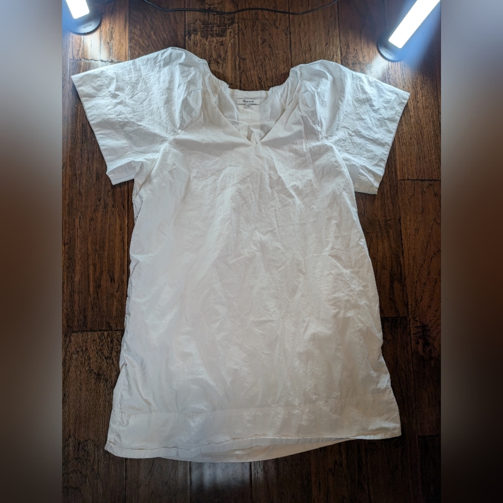 Madewell White V-Neck Short Sleeve Shift Dress - Picture 3 of 9